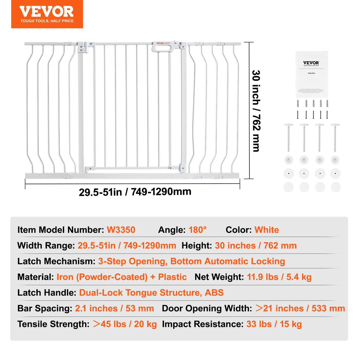 SucceBuy Easy Step Walk Thru Pressure Mount Baby And Dog Gate