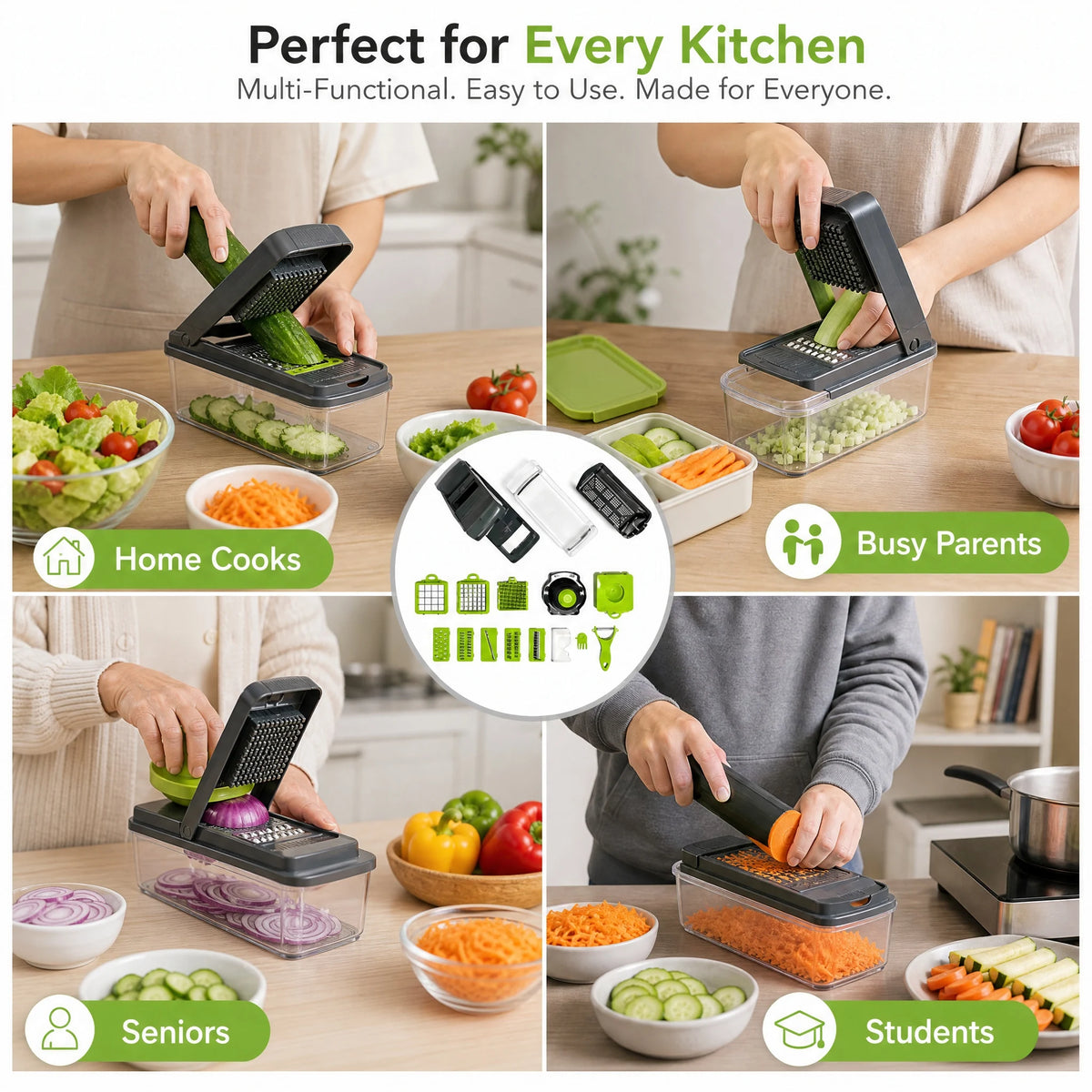 Multi Functional Stainless Steel Safety Hand Guard Vegetable Slicer Set