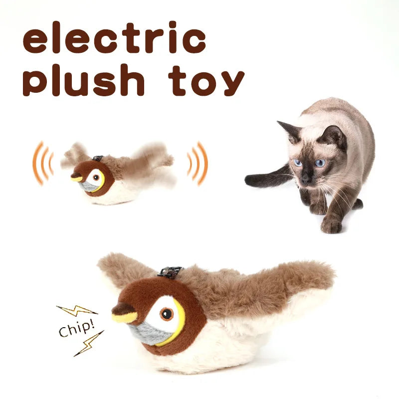 Interactive Flapping Bird Plush Battery Operated Cat Toy
