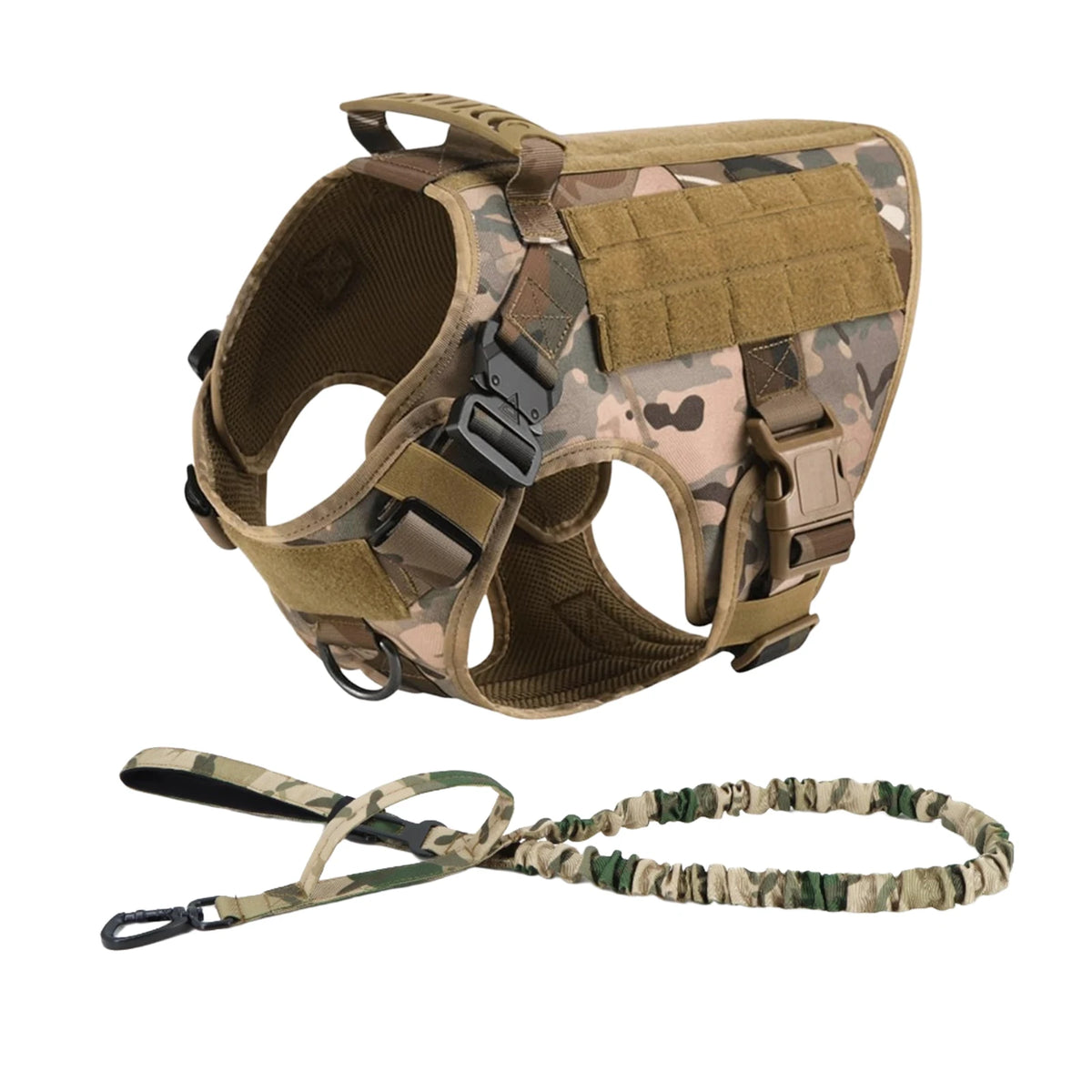 Nylon Tactical Dog Harness With Molle Pouches For Large Breeds