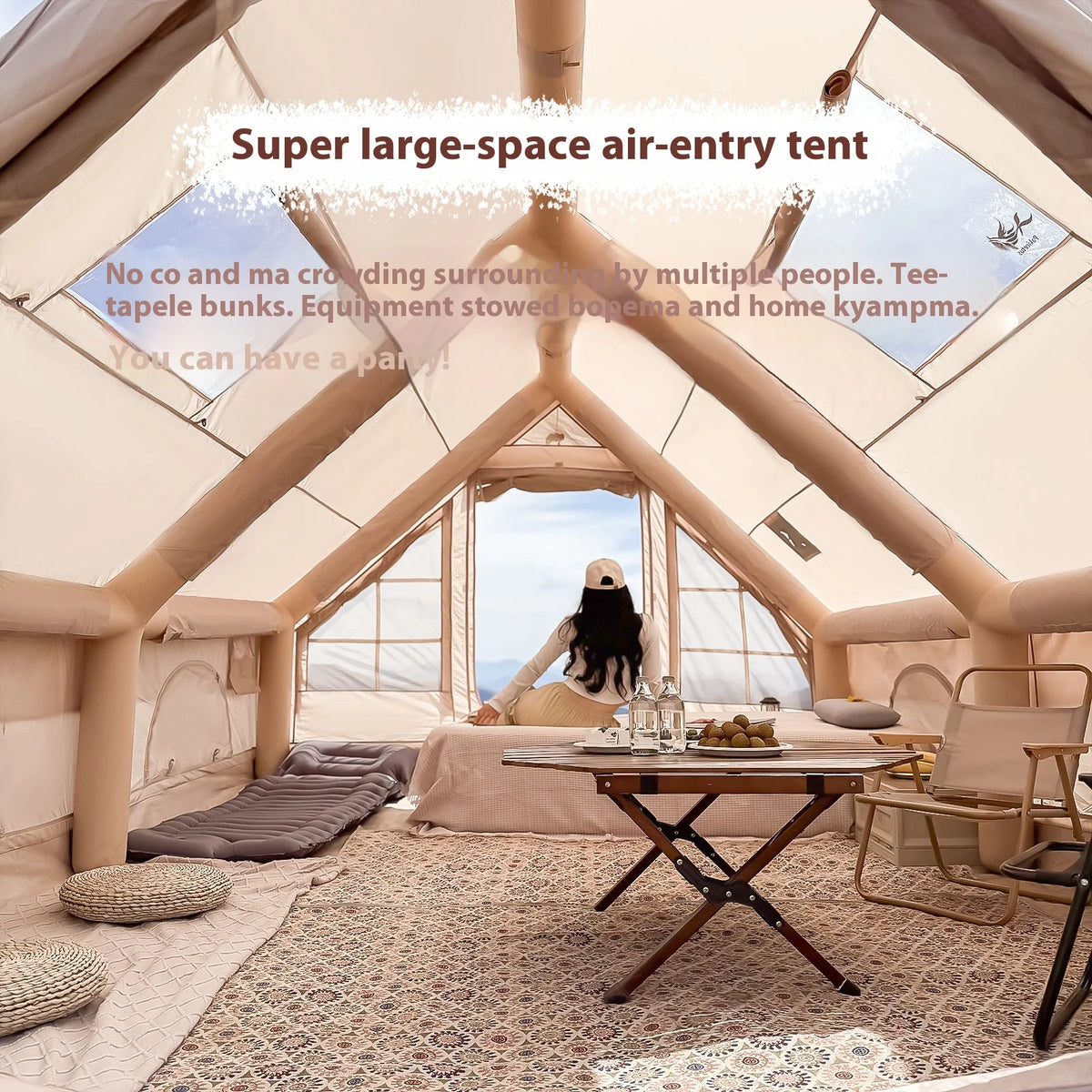 Pakicetus Luxury Inflatable Camping Tent With Stove Plug