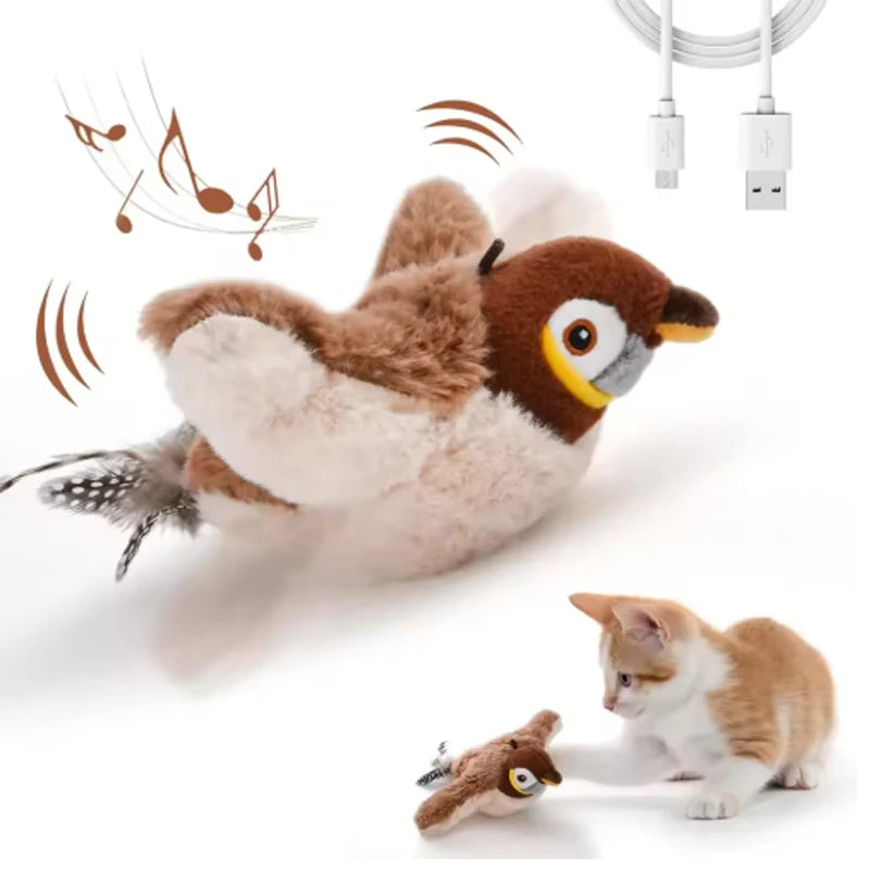 Interactive Flapping Bird Plush Battery Operated Cat Toy
