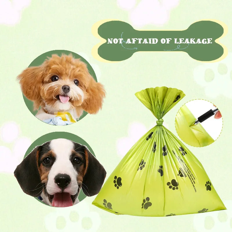 Thick Leak Proof Dog Poop Bags With Paw Print Design