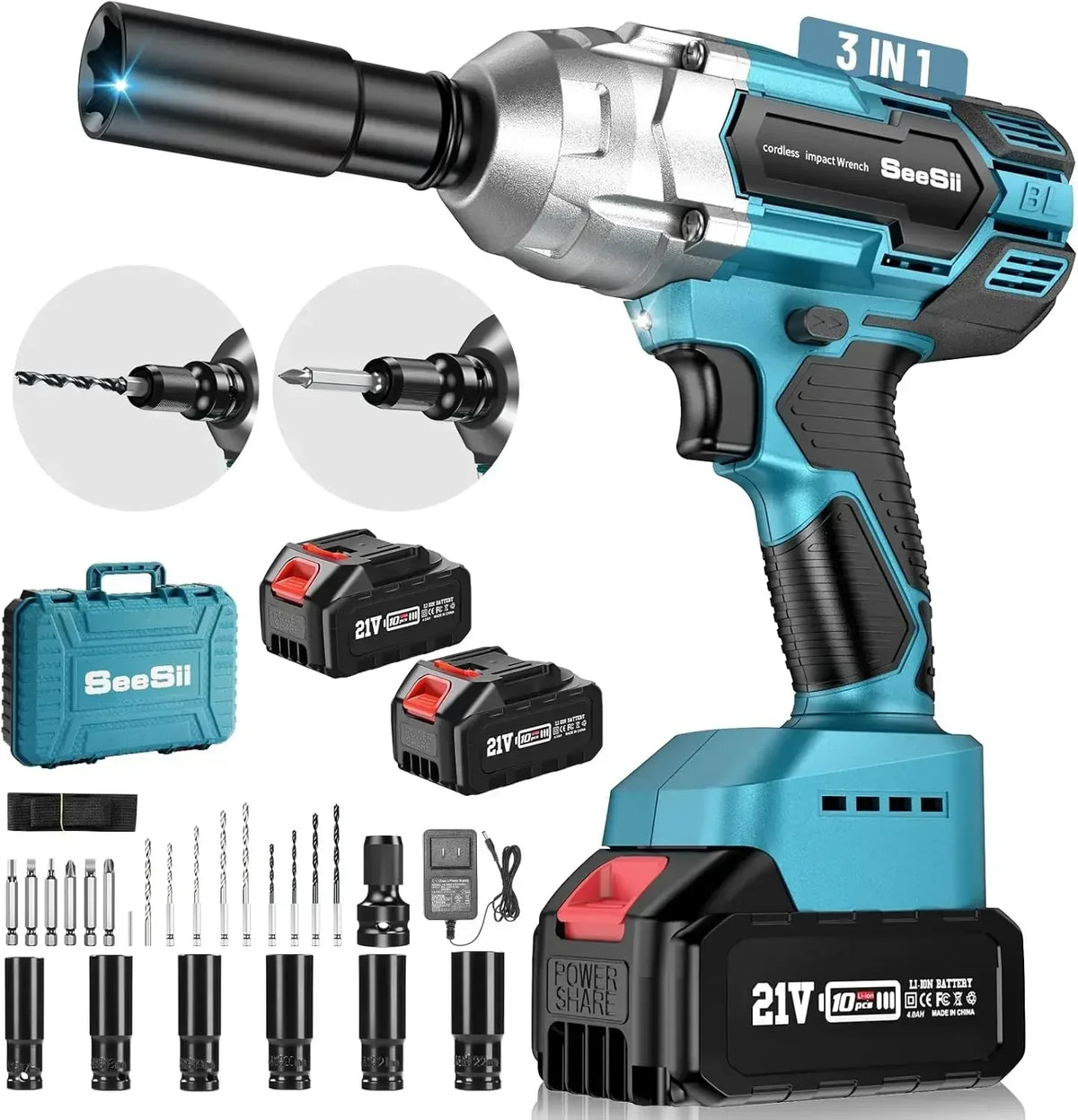 Seesii Cordless Impact Wrench Brushless 650Nm Heavy Duty