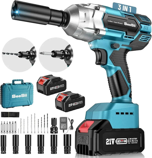 Seesii Cordless Impact Wrench Brushless 650Nm Heavy Duty