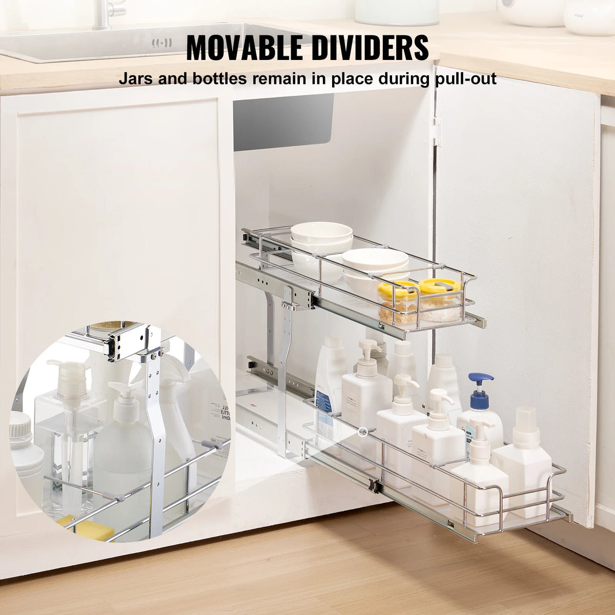 VEVOR Heavy Duty Chrome Plated Steel Pull Out Cabinet Organizer