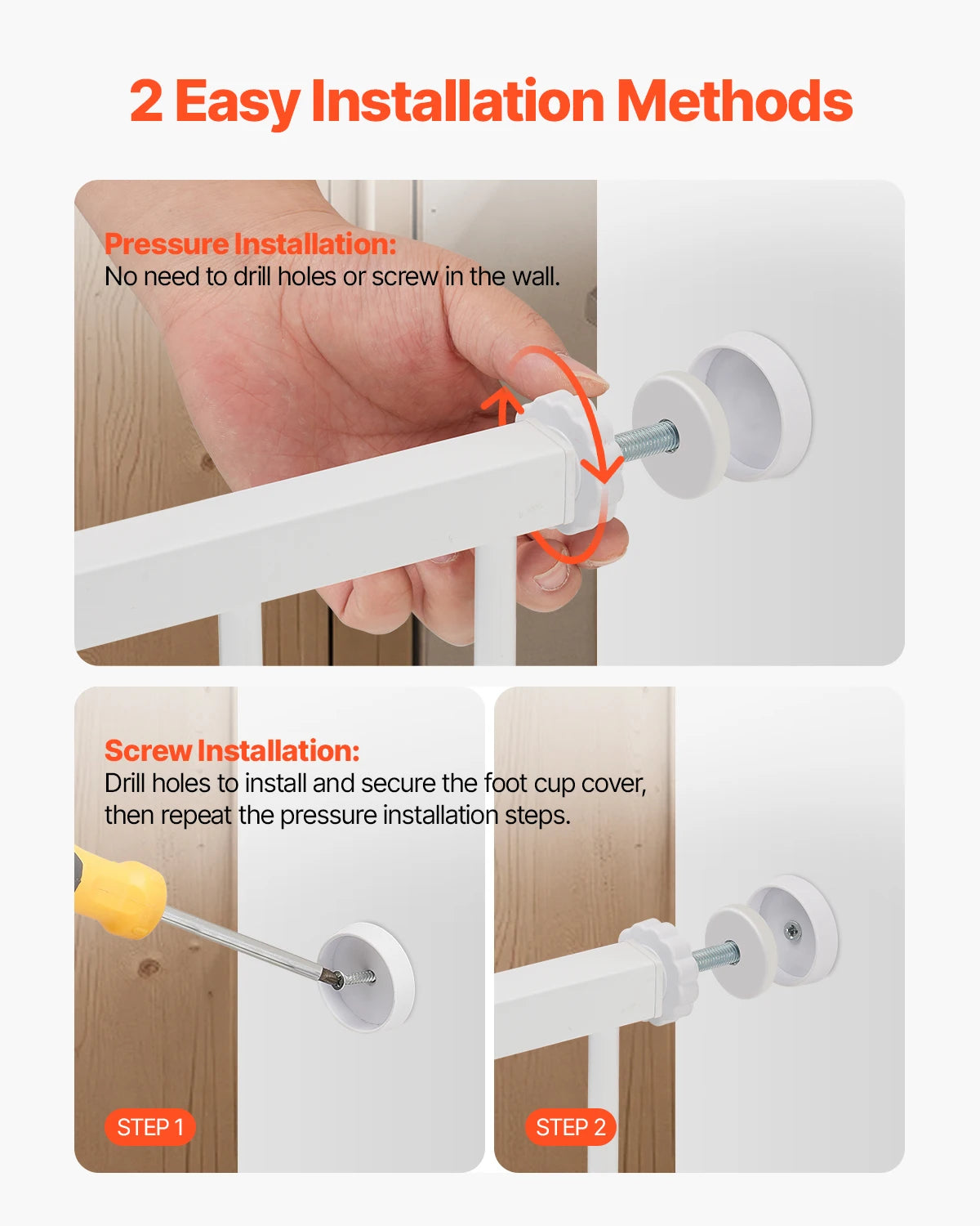 SucceBuy Easy Step Walk Thru Pressure Mount Baby And Dog Gate