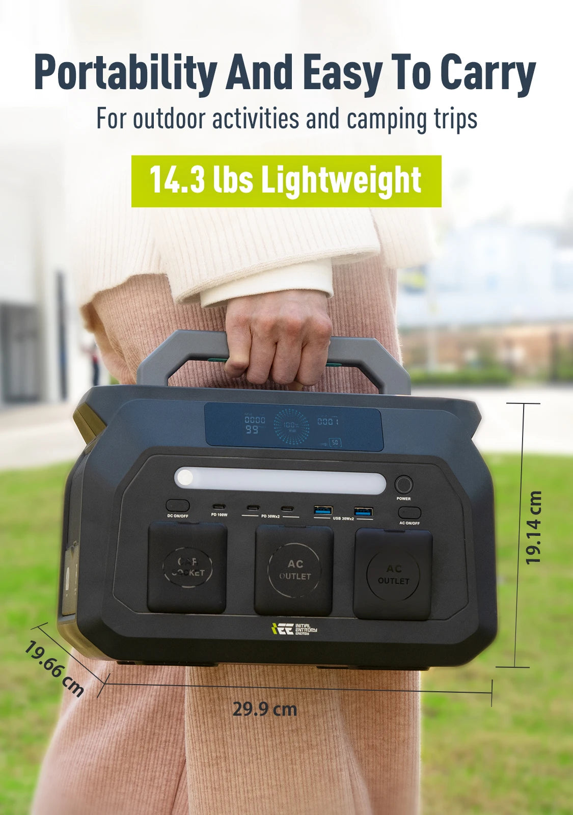 IEE P800 Portable Power Station 512Wh LiFePO4 Solar Generator 800W