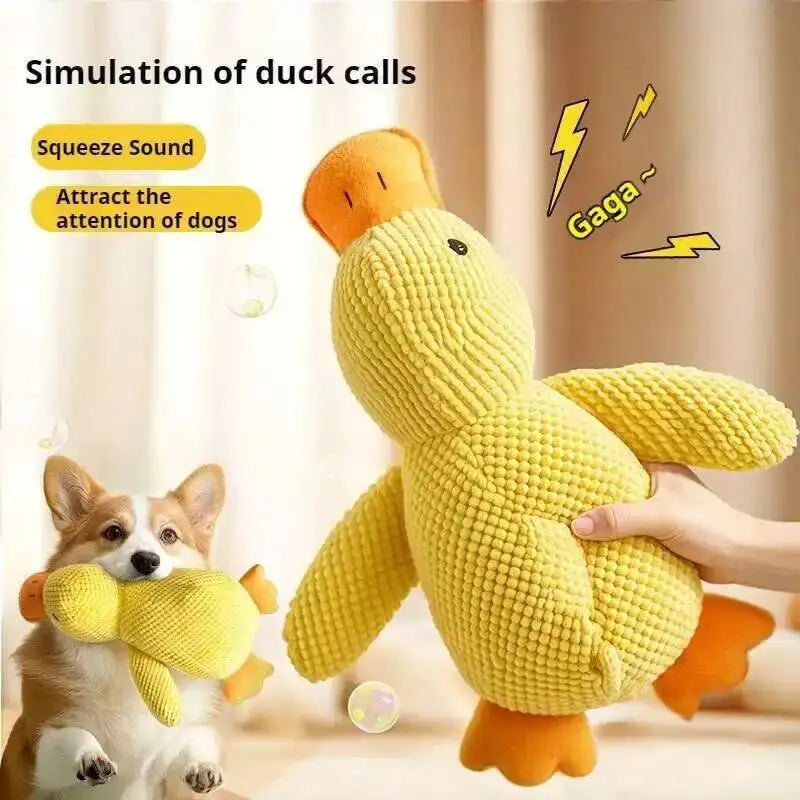 Squeaky Plush Duck Dog Chew Toy Bite Resistant Dental Cleaning