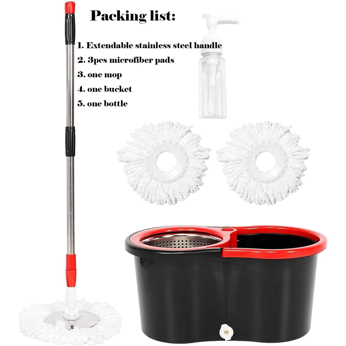 360 Spin Mop Bucket With Wring System And Microfiber Heads