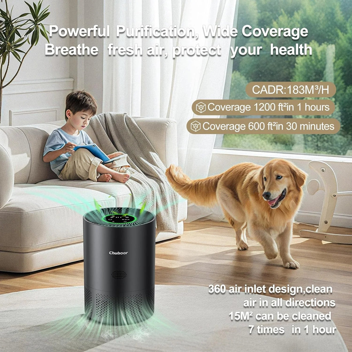 Chuboor True HEPA Air Purifier For Home Bedroom With H13 Filter