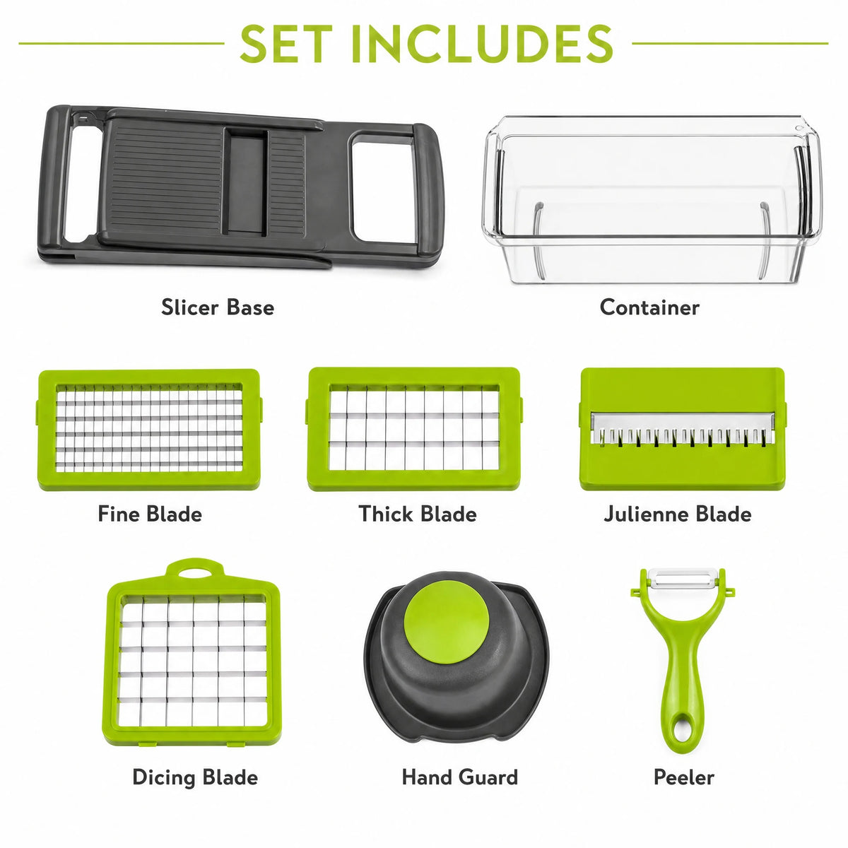 Multi Functional Stainless Steel Safety Hand Guard Vegetable Slicer Set