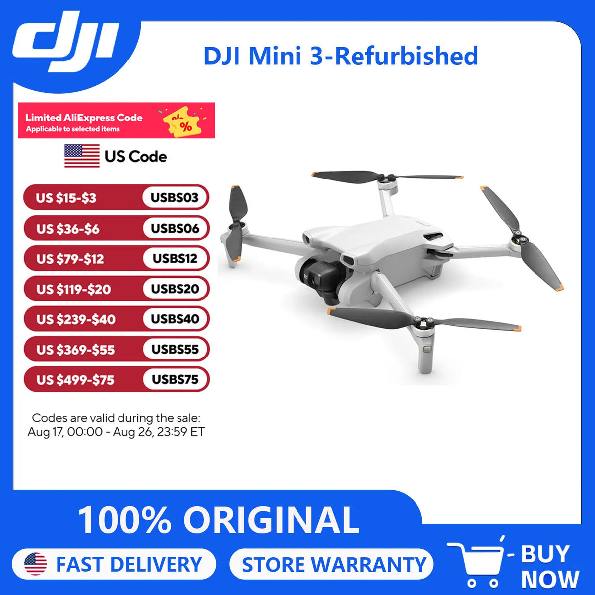 DJI Mini 3 Drone With 4K Camera For Aerial Photography