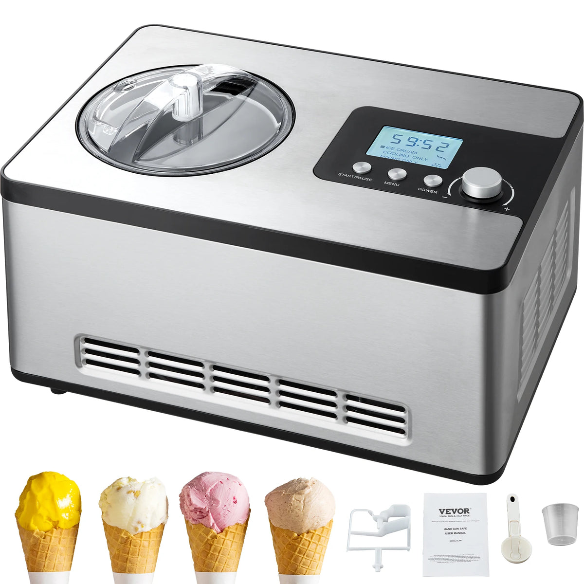 SucceBuy Automatic Ice Cream Maker Built In Compressor Yogurt Machine