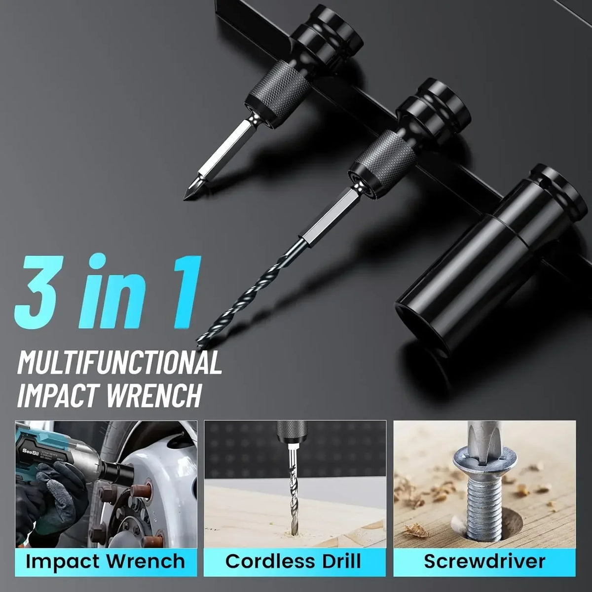 Seesii Cordless Impact Wrench Brushless 650Nm Heavy Duty