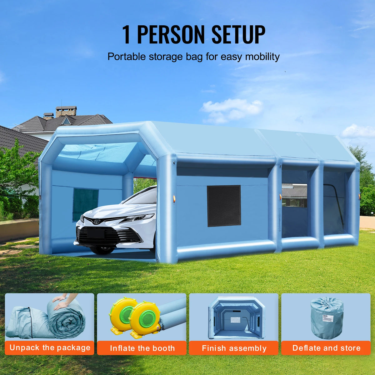 SucceBuy Portable Inflatable Car Paint Spray Booth With Blower