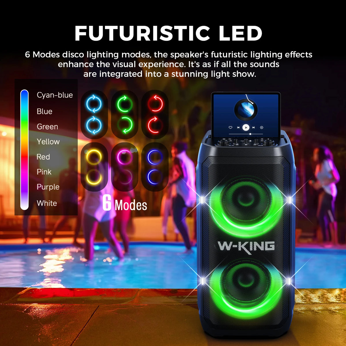W-King T12 Portable Bluetooth Speaker 370W Max Power With Handle