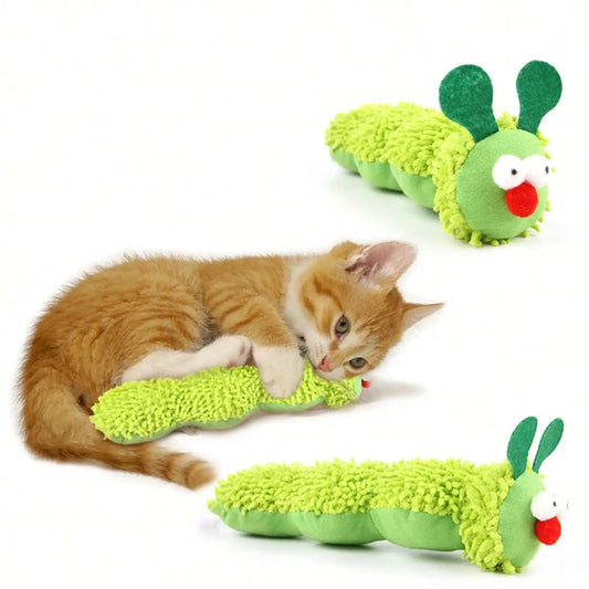 Cat Chew Toys Caterpillar Catnip Silvervine Molar Interactive Teeth Cleaning