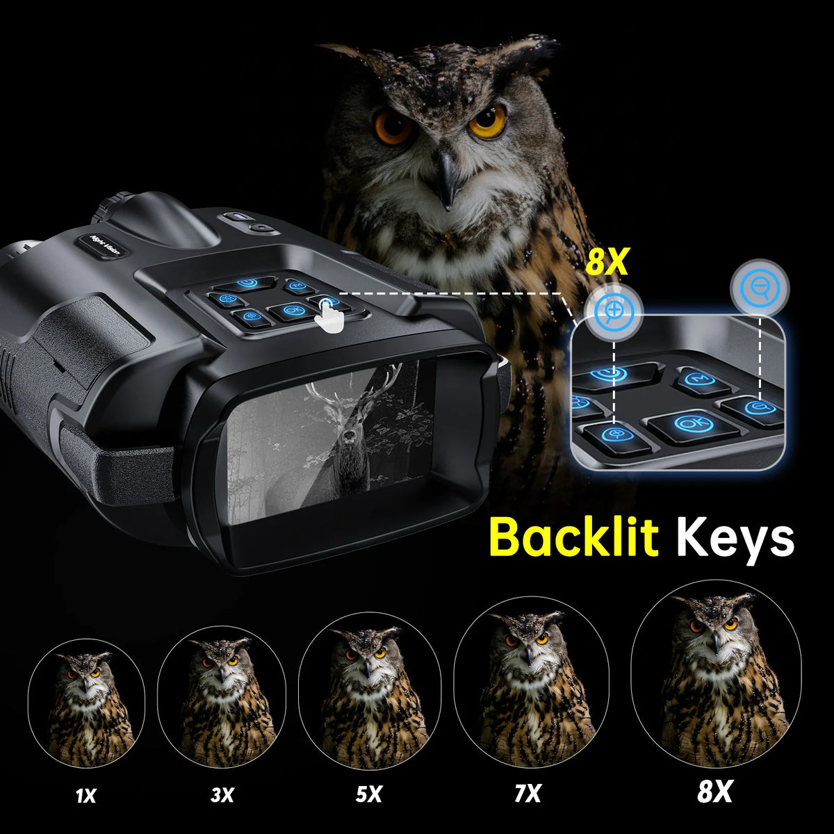 DIYIMIN Rechargeable Night Vision Binoculars With 8X Digital Zoom