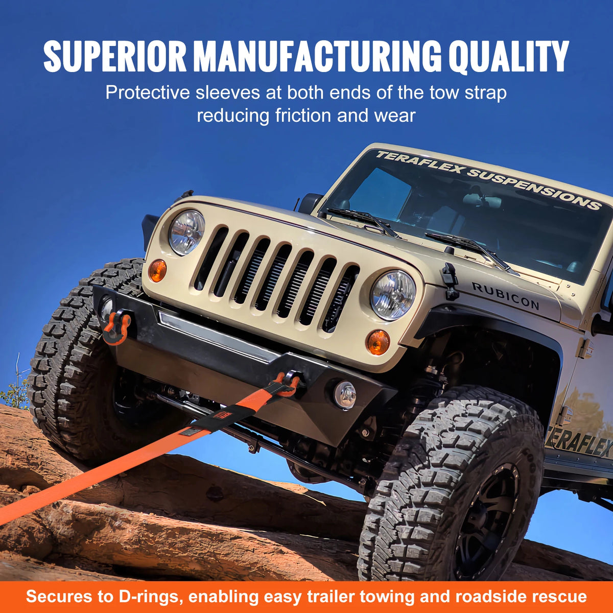 High Strength Polyester Tow Strap Recovery Kit For Trucks