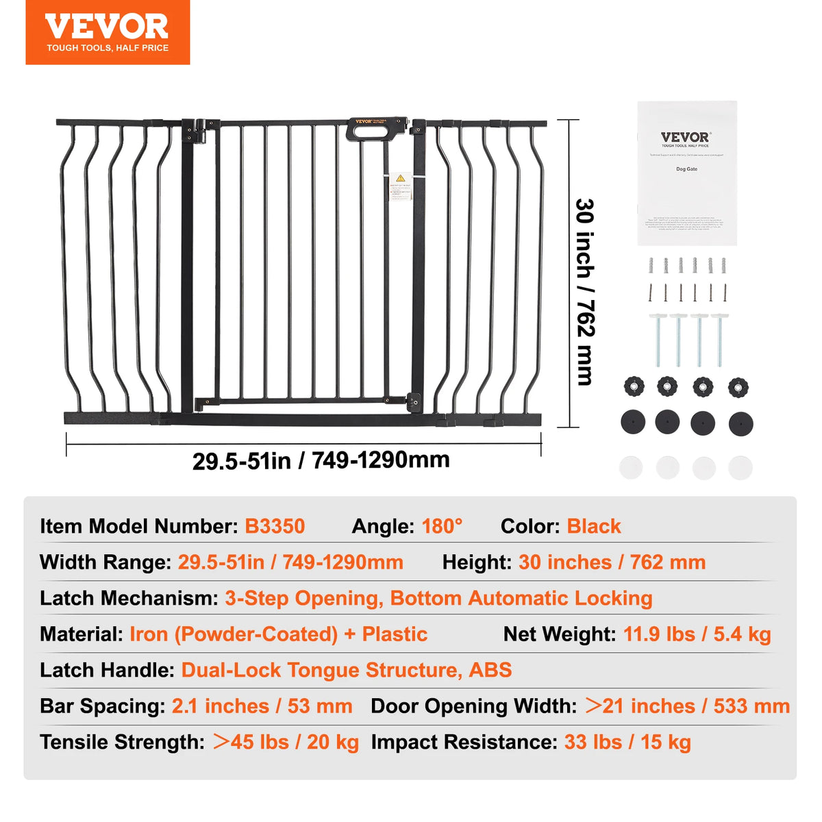 SucceBuy Easy Step Walk Thru Pressure Mount Baby And Dog Gate