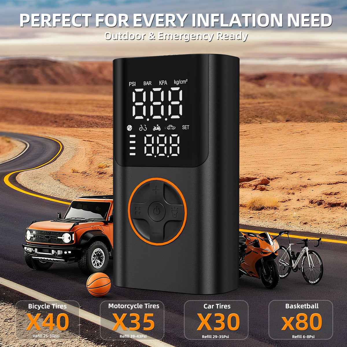 Chpownik Cordless Tire Inflator With Digital Display LED Light