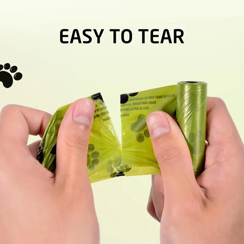 Thick Leak Proof Dog Poop Bags With Paw Print Design