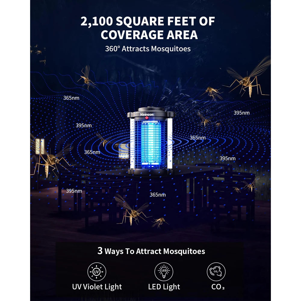 Minimoon Outdoor LED Bug Zapper With Dual Lights