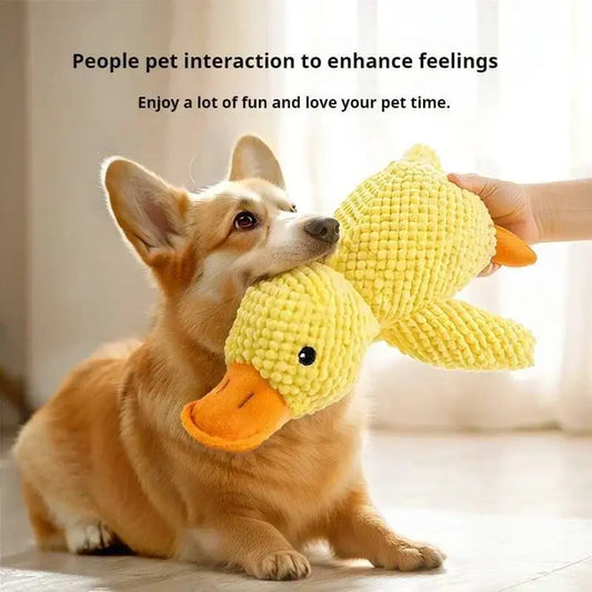 Squeaky Plush Duck Dog Chew Toy Bite Resistant Dental Cleaning