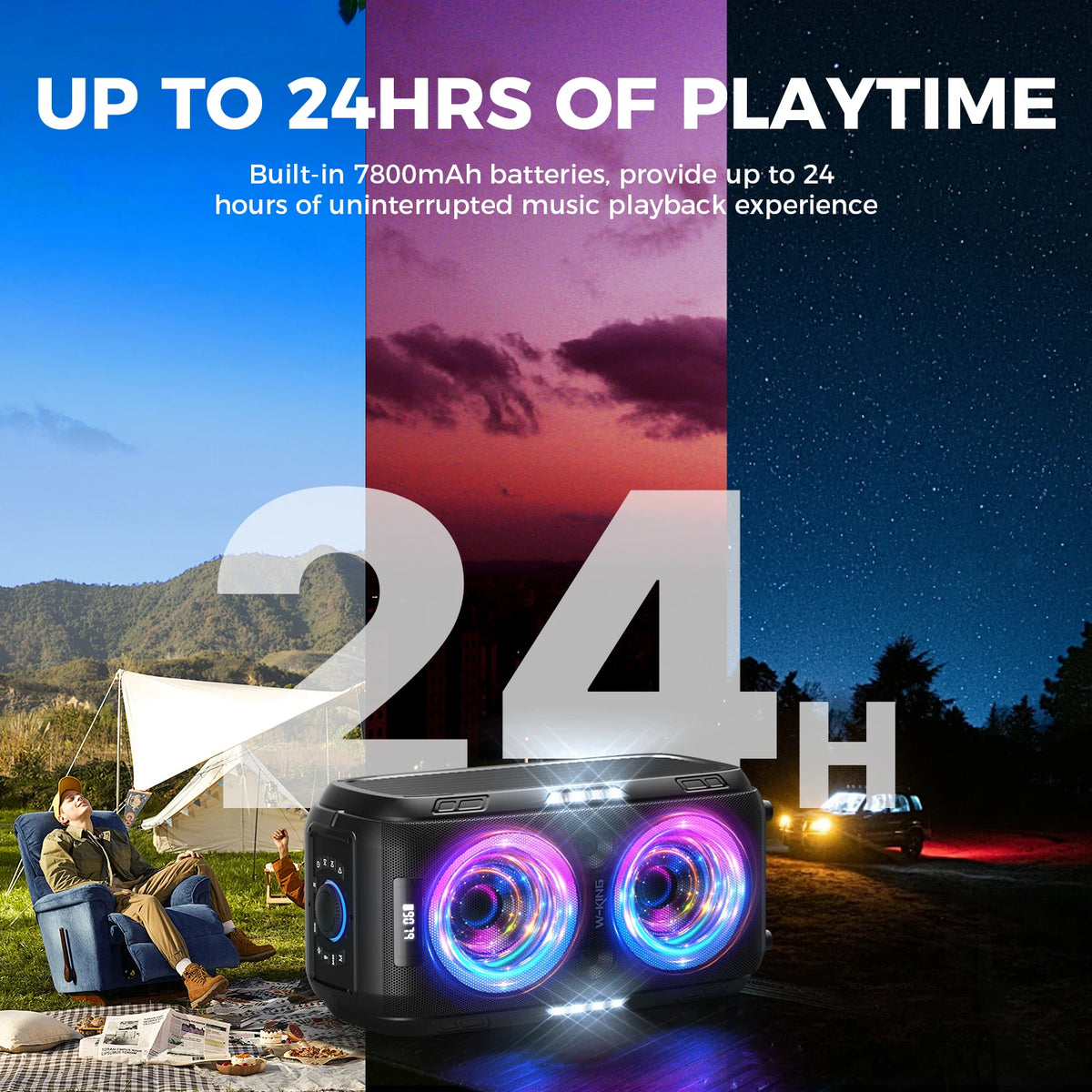 W-King 250W Peak Bluetooth Speaker Portable Wireless Party Bass Audio