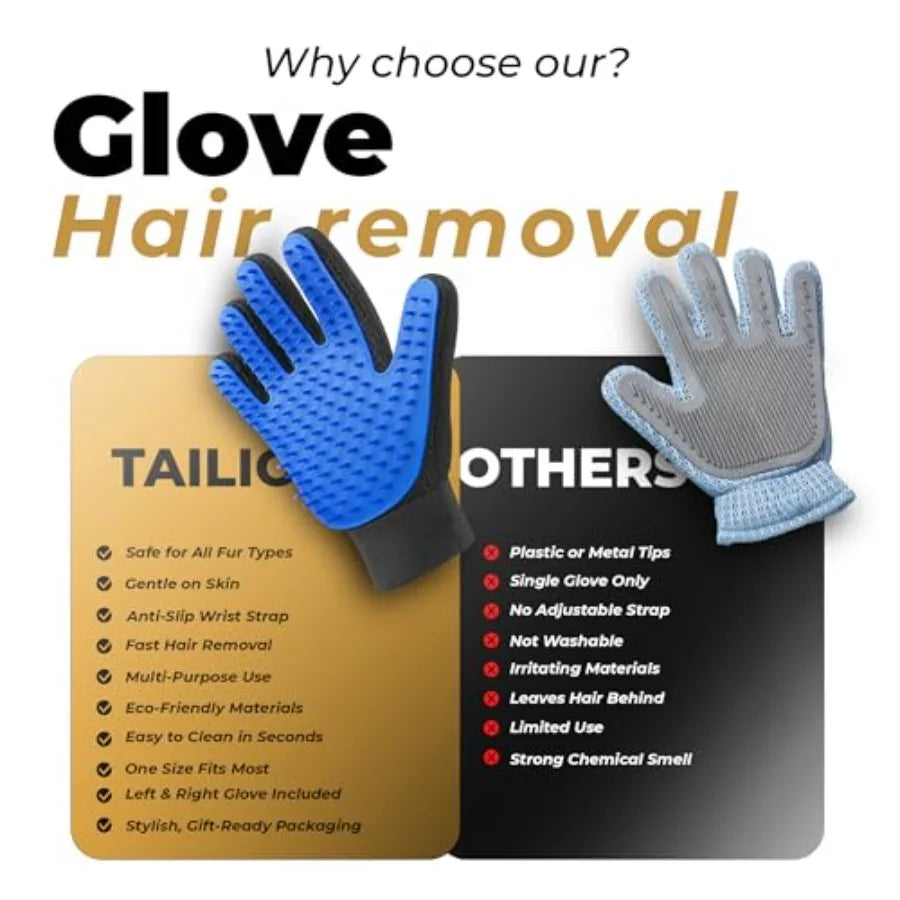 Efficient 2-in-1 Deshedding Pet Grooming Glove With Massage Mitt