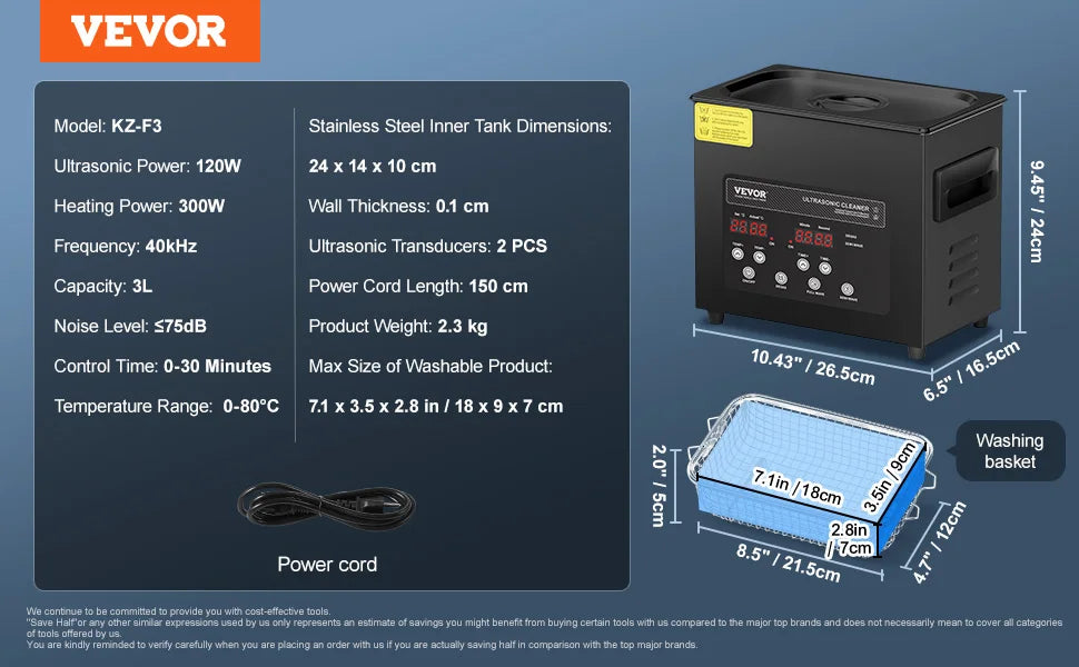 Succebuy Portable Ultrasonic Cleaner Dishwasher With Timer