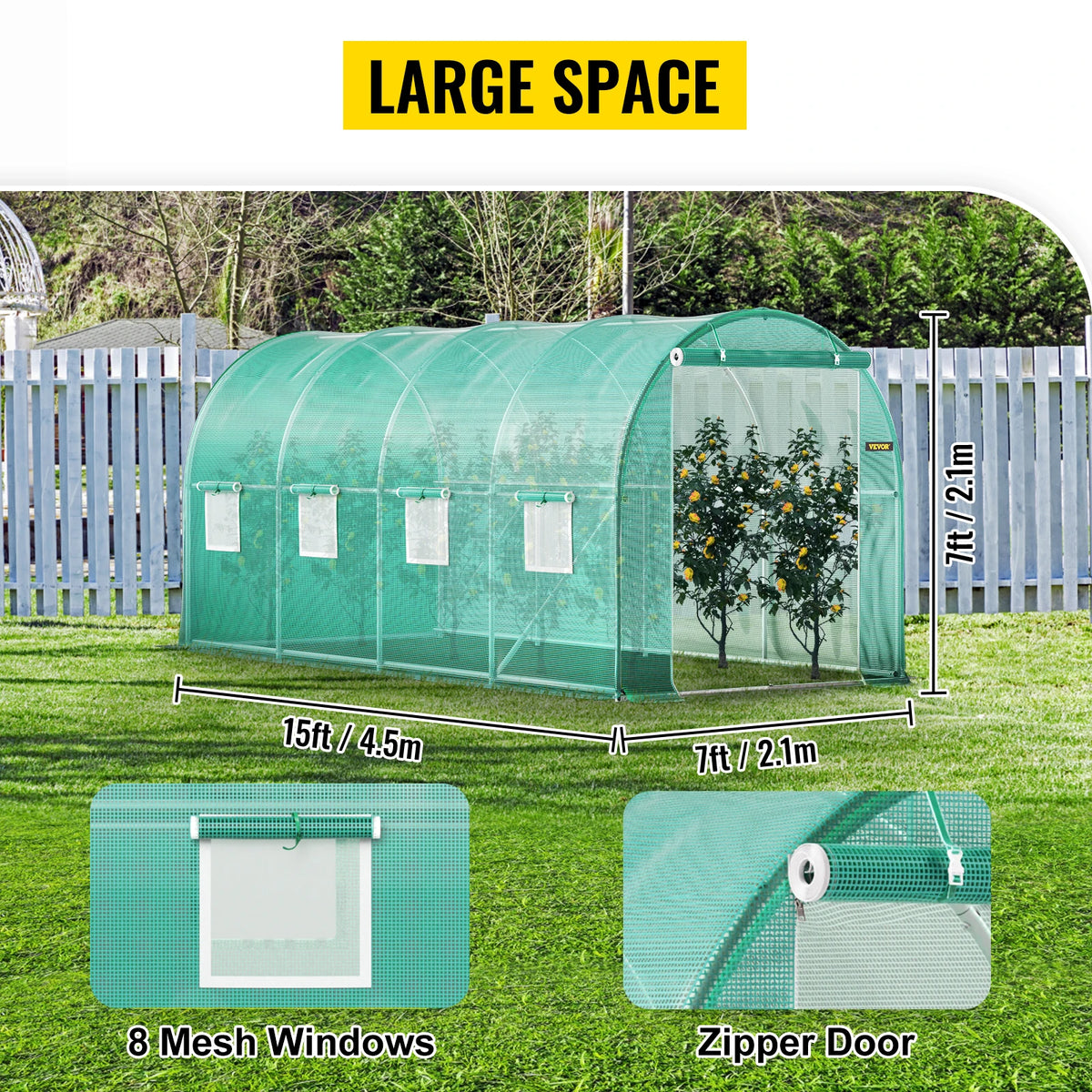 SucceBuy Walk In Tunnel Greenhouse Galvanized Frame Waterproof Cover Garden