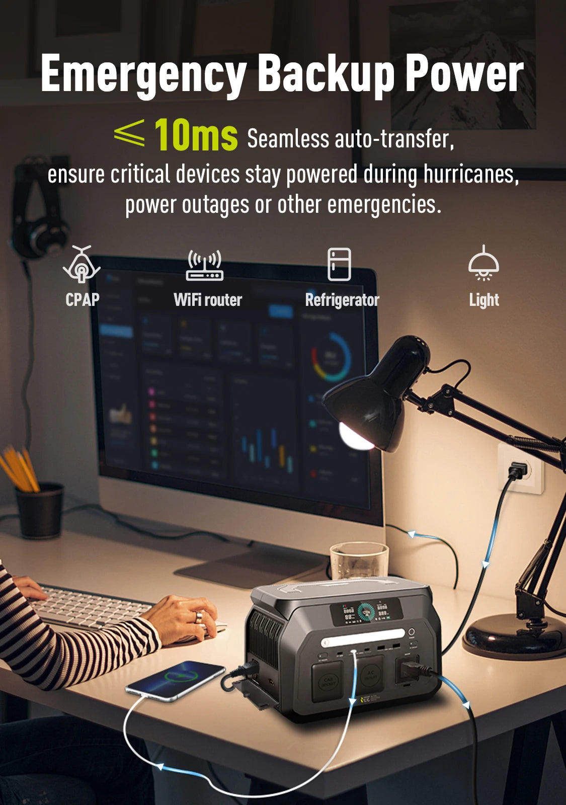 IEE P800 Portable Power Station 512Wh LiFePO4 Solar Generator 800W