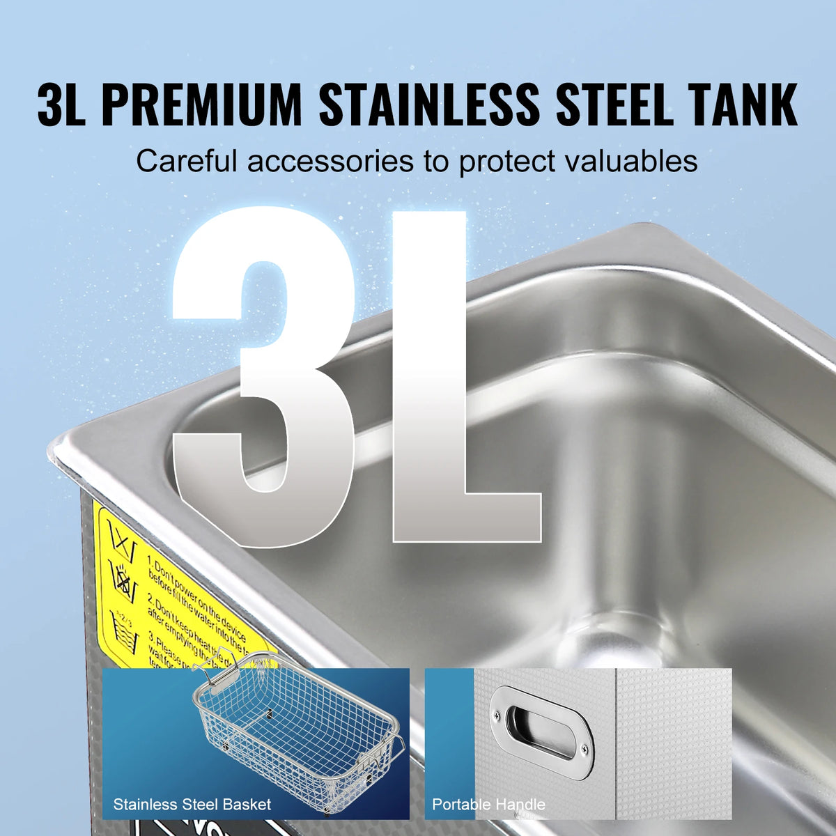 Succebuy Stainless Steel Ultrasonic Cleaner Portable Cleaning Machine For Home