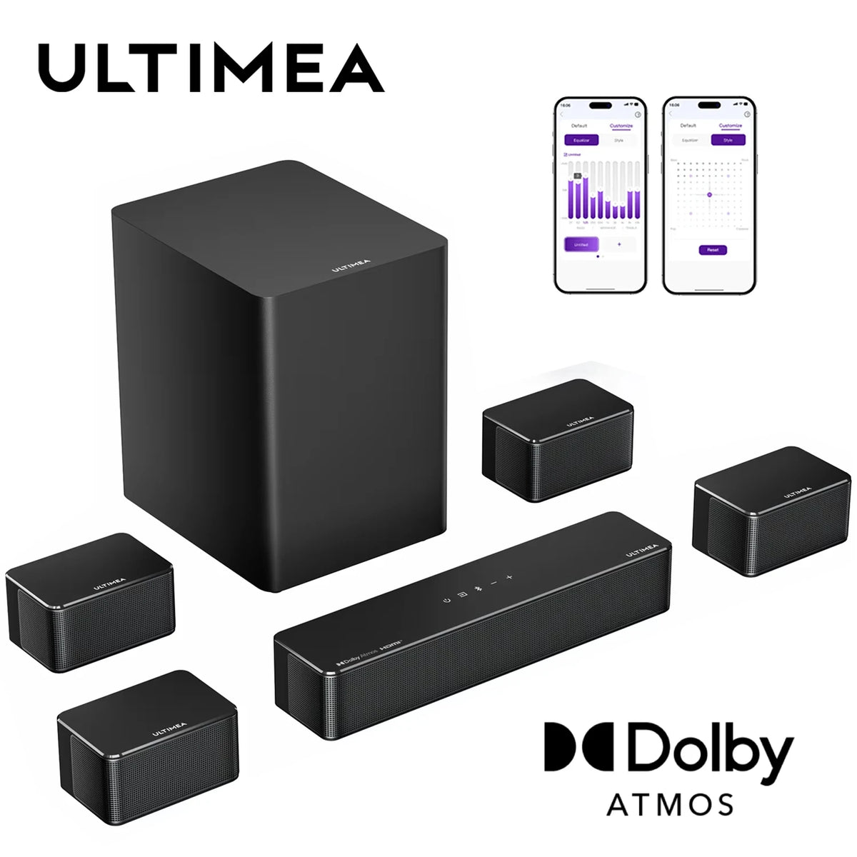 Ultimea 500W 7.1 Dolby Atmos Home Theater Soundbar Wireless Subwoofer