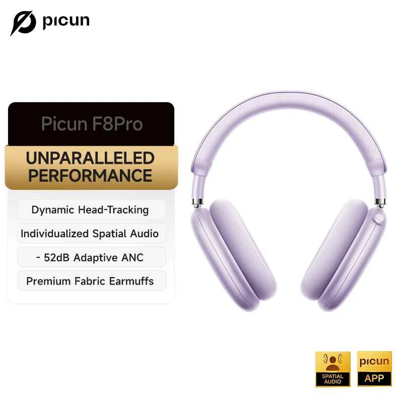 Picun F8 Pro Wireless ANC Headphones Featuring Immersive Spatial Audio
