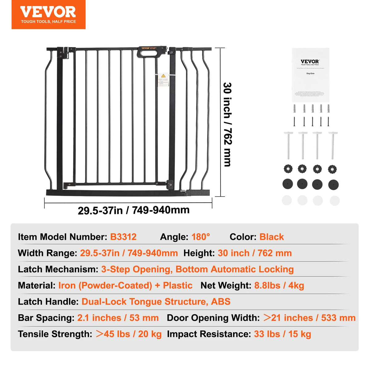 SucceBuy Easy Step Walk Thru Pressure Mount Baby And Dog Gate