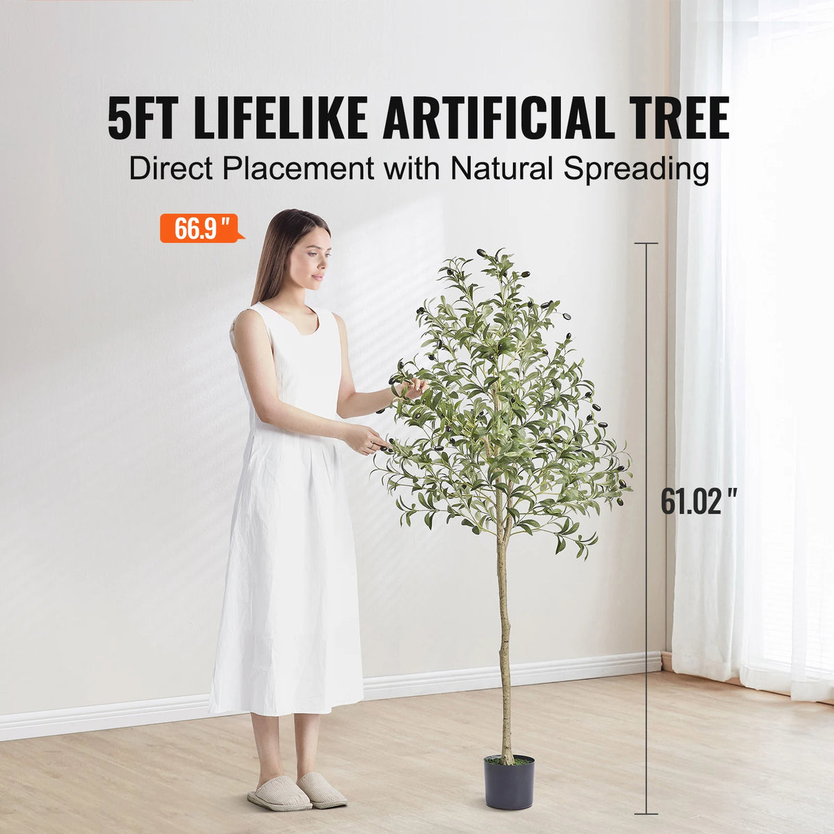 SucceBuy Artificial Olive Tree Secure PE Material Low Maintenance