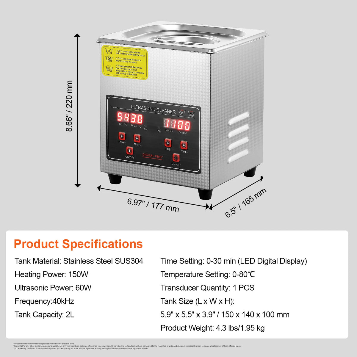Succebuy Stainless Steel Ultrasonic Cleaner Portable Cleaning Machine For Home