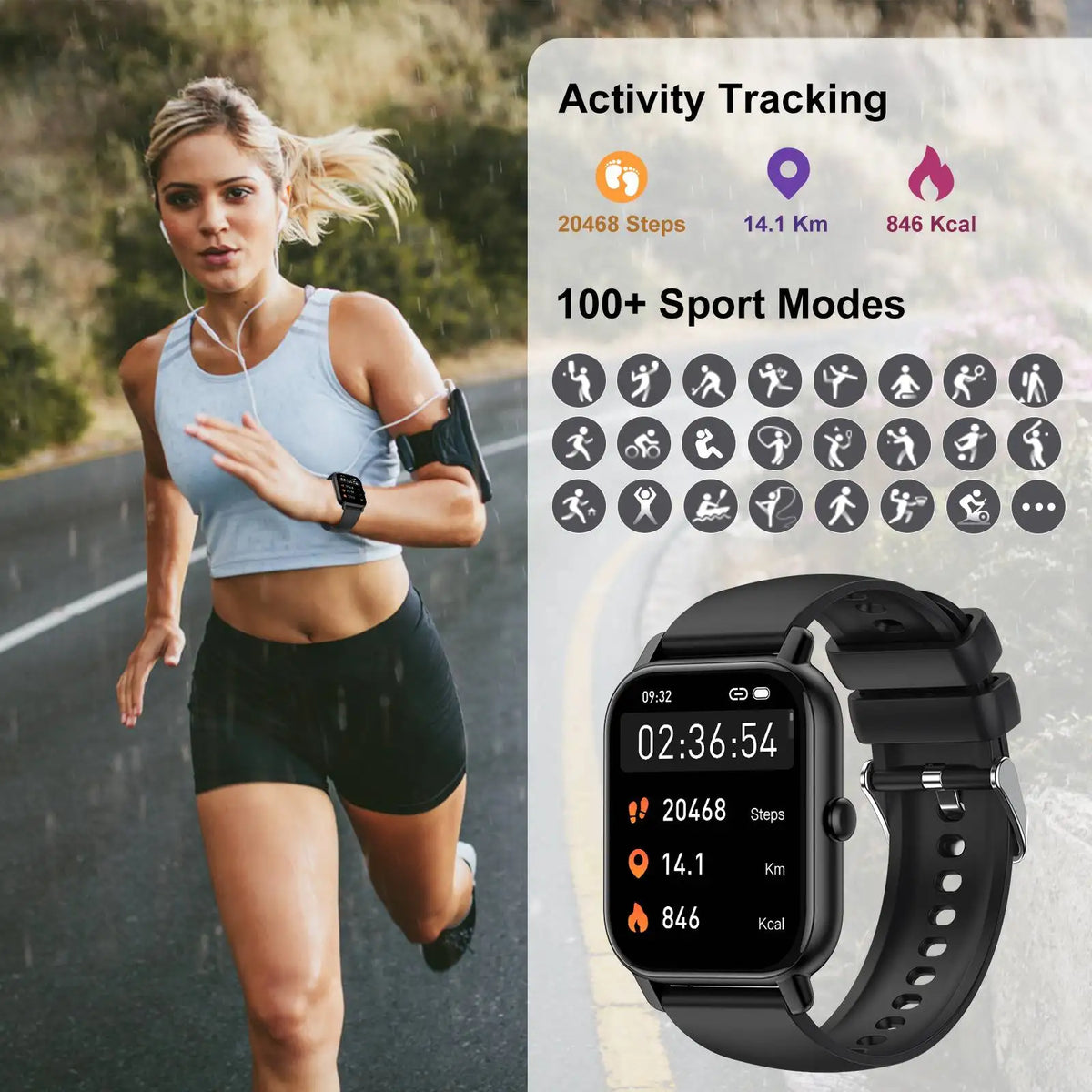 Jxrev Ultra Thin Smart Watch With 110+ Sport Modes And Ip68 Waterproof
