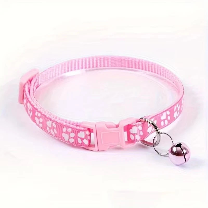 Colorful Pattern Cat Collar With Bell Adjustable For Cats