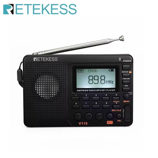 Retekess V115 Portable Radio With Rechargeable Battery And Aux Input