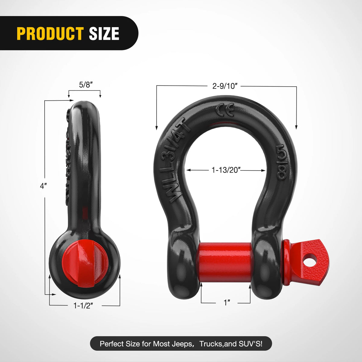 Nilight Heavy Duty Off Road Recovery D Ring Shackles