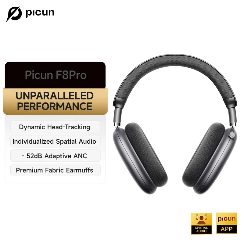 Picun F8 Pro Wireless ANC Headphones Featuring Immersive Spatial Audio