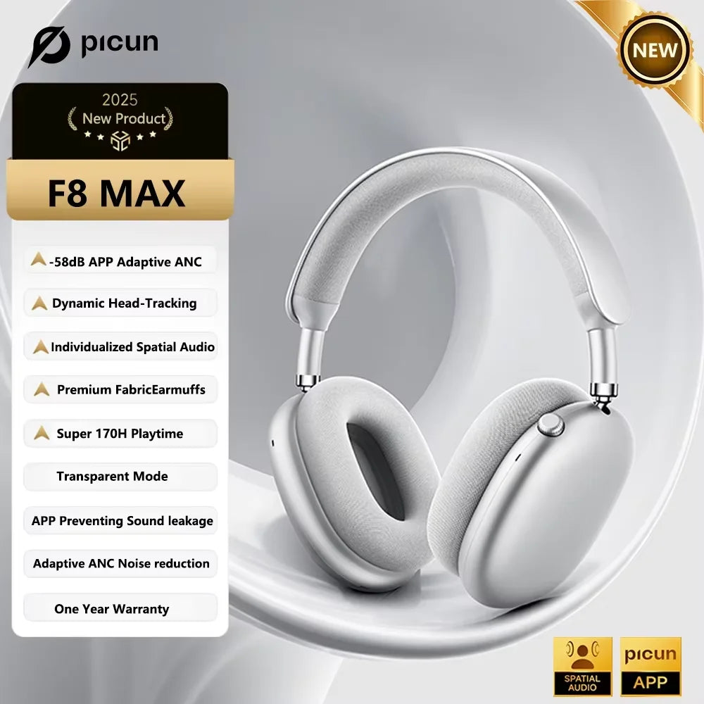 Picun F8 Pro Wireless ANC Headphones Featuring Immersive Spatial Audio