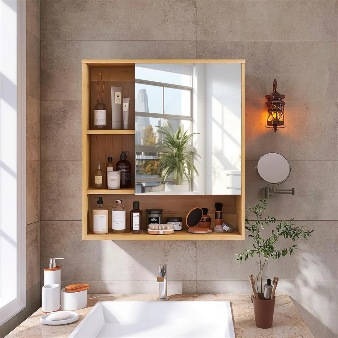 Luvodi Wooden Wall Mounted Medicine Bathroom Cabinet