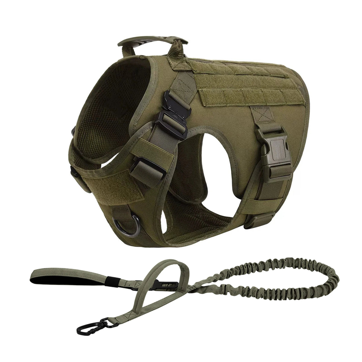 Nylon Tactical Dog Harness With Molle Pouches For Large Breeds