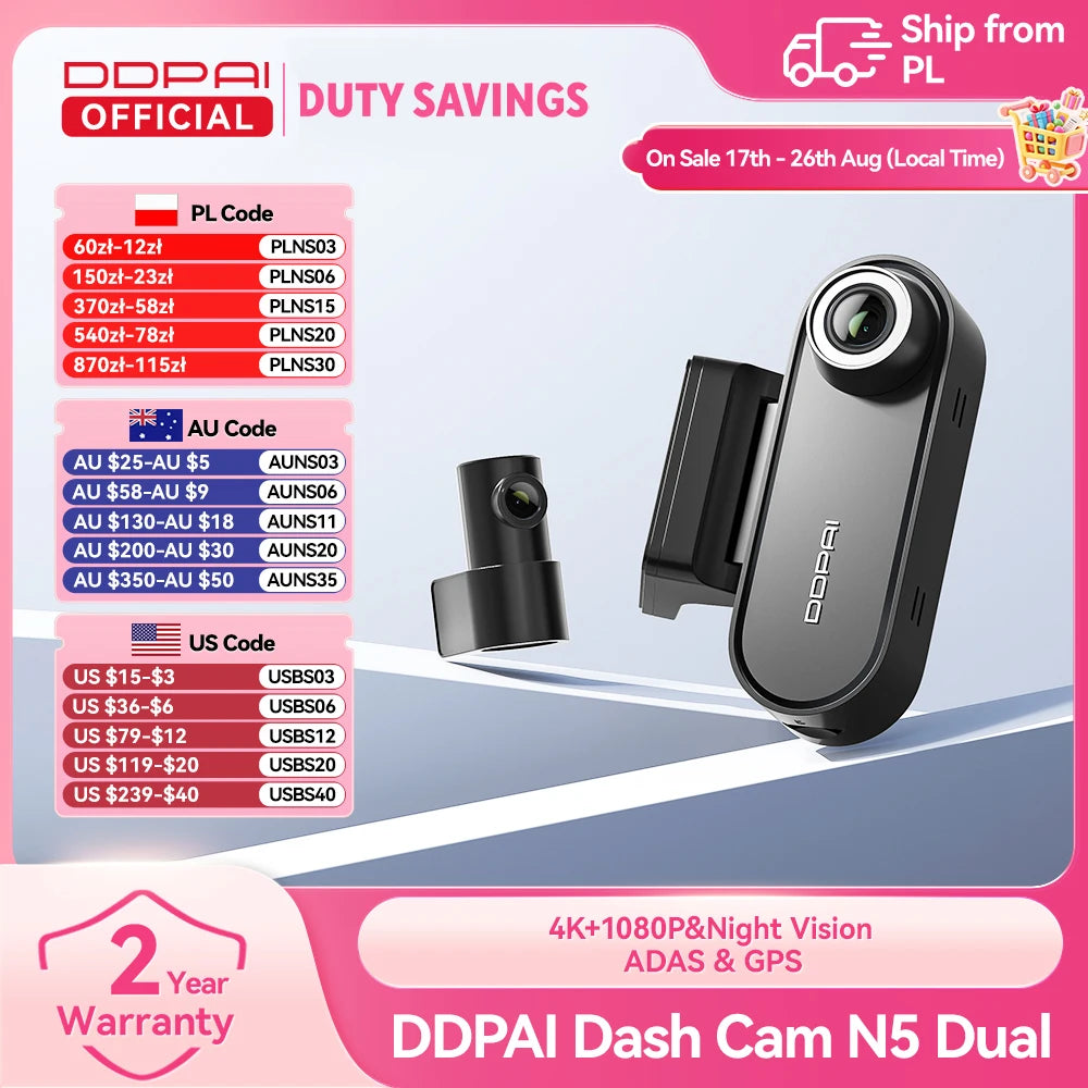 DDPAI 4K Ultra HD Dual Dash Camera With GPS Tracking