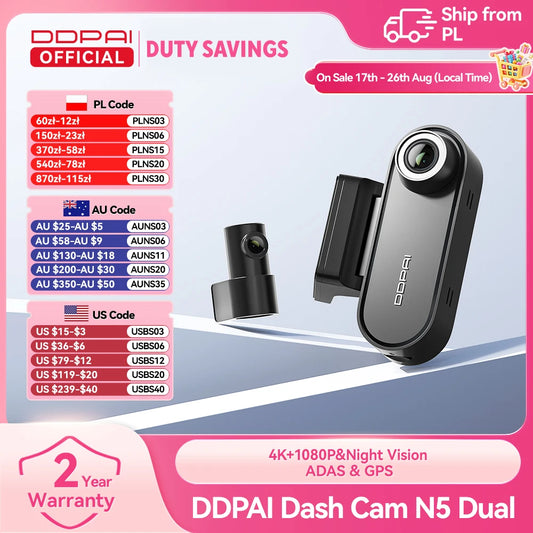 DDPAI 4K Ultra HD Dual Dash Camera With GPS Tracking